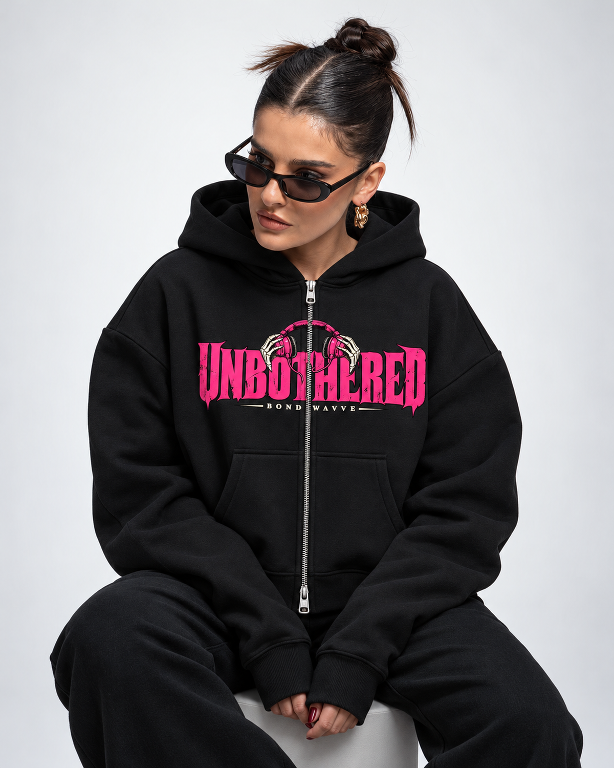 Black Unbothered Graphic Hoodie