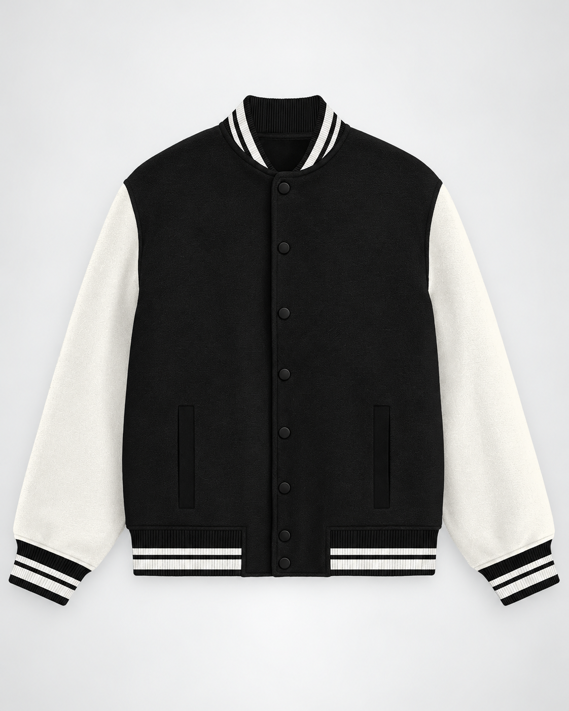 Black Plain Unisex Varsity Jacket