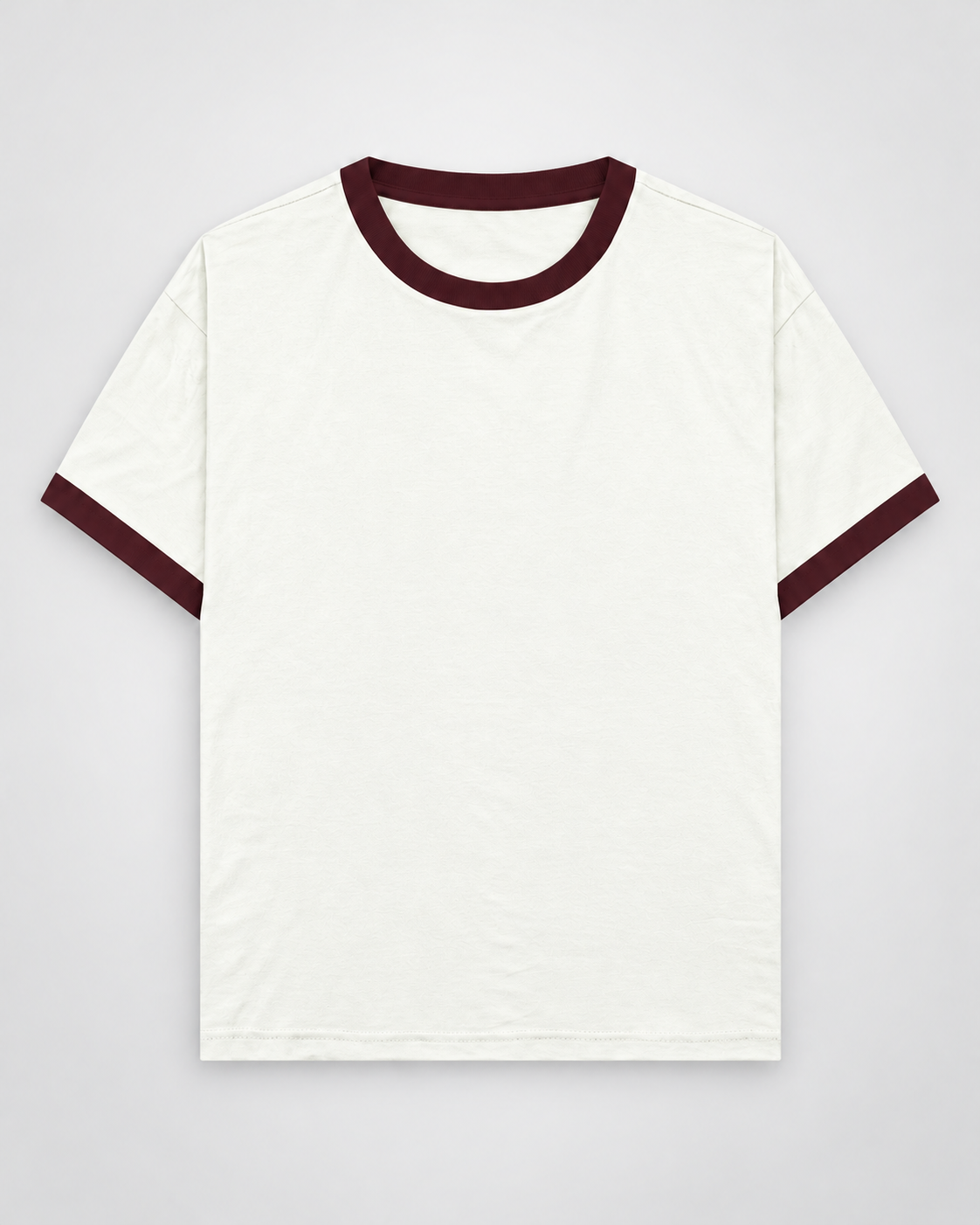 Maroon off white Plain Unisex Ringer T-Shirt