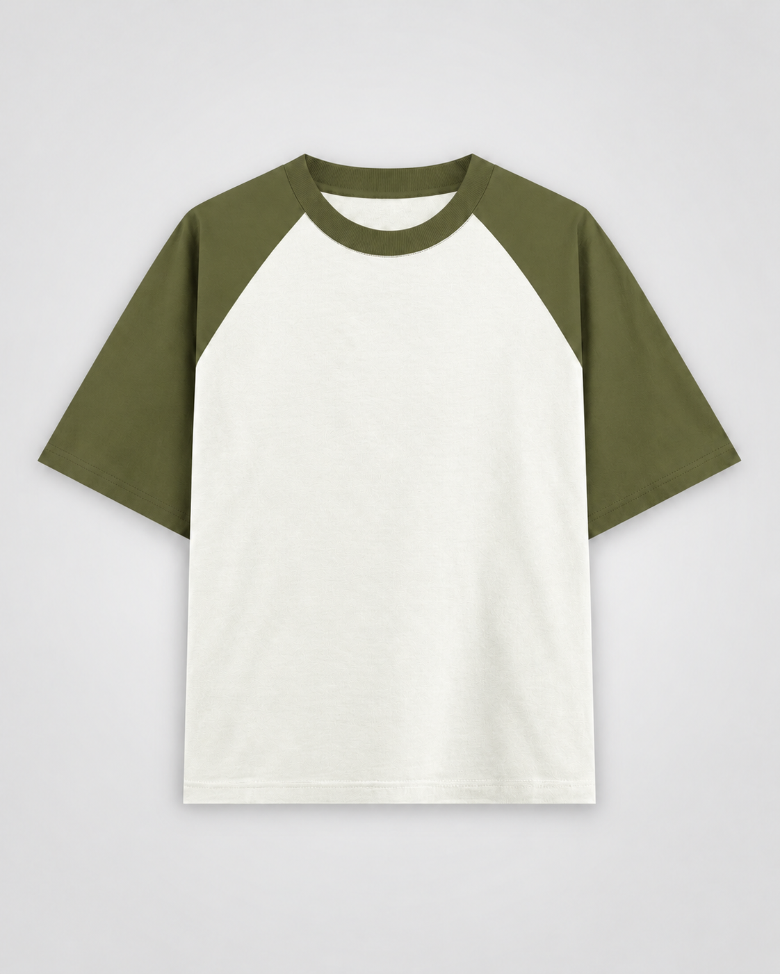 Olive Green off white Plain Unisex Oversized Raglan