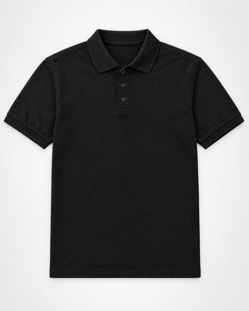 Black Plain Men's Polo