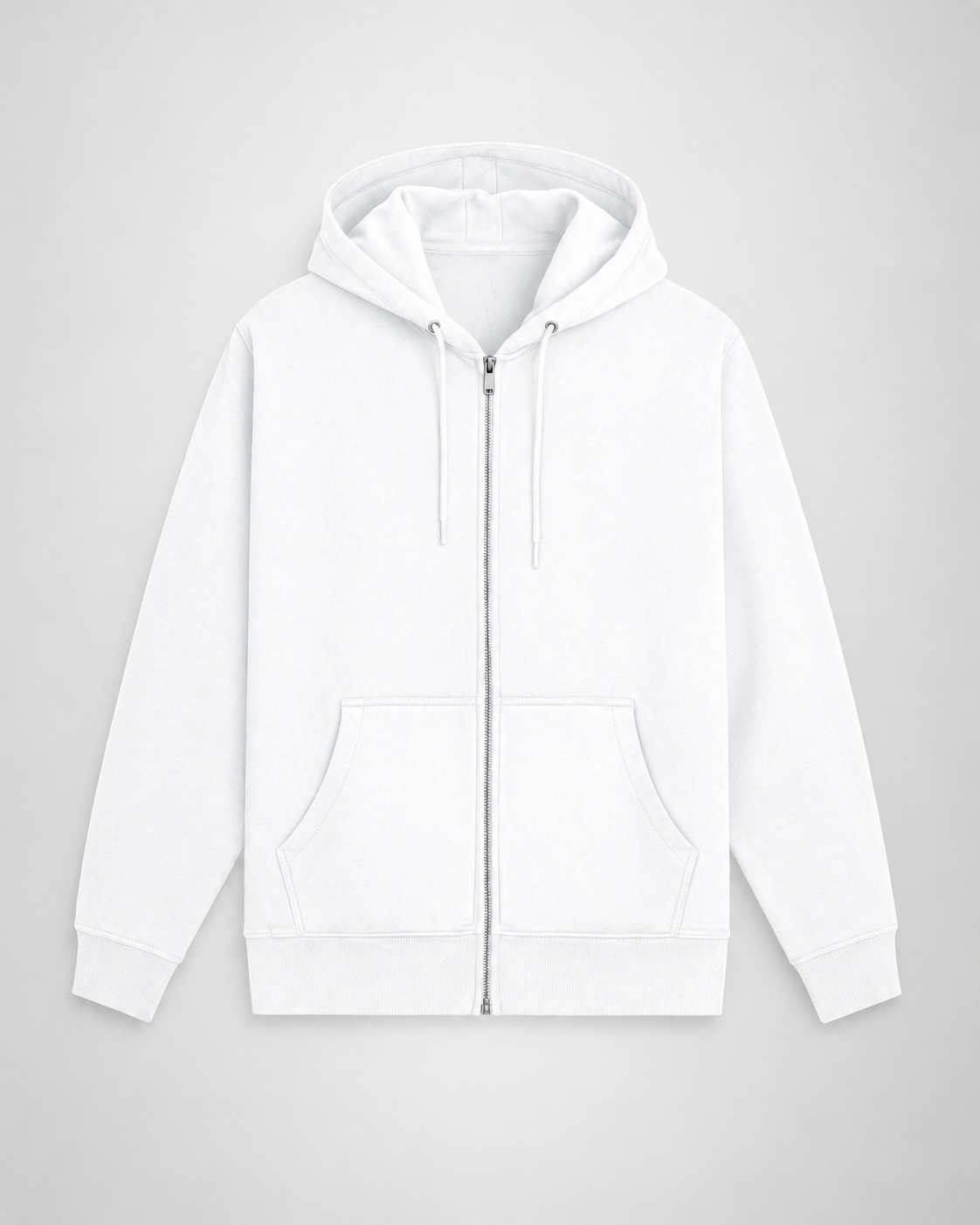 White Plain Unisex Zip Hoodie
