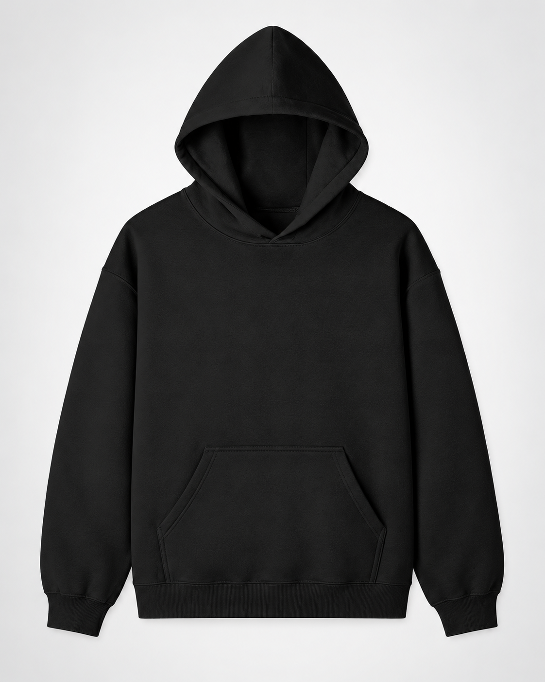 Black Plain Unisex Pullover Hoodie