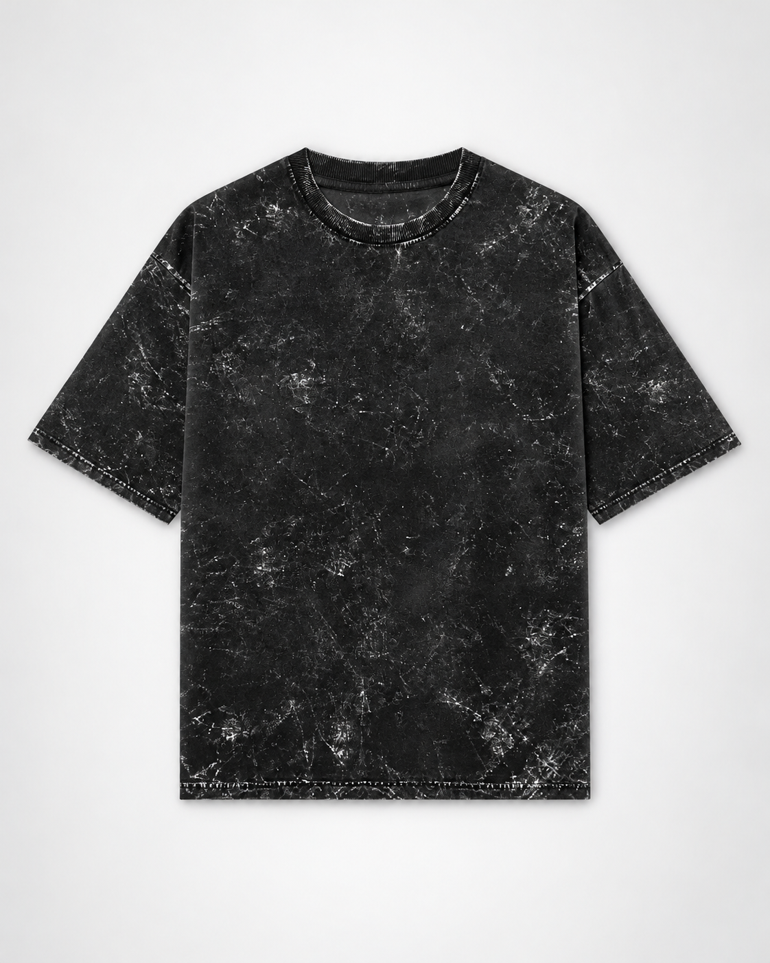 Black Plain Unisex Acid Washed Oversized Tee