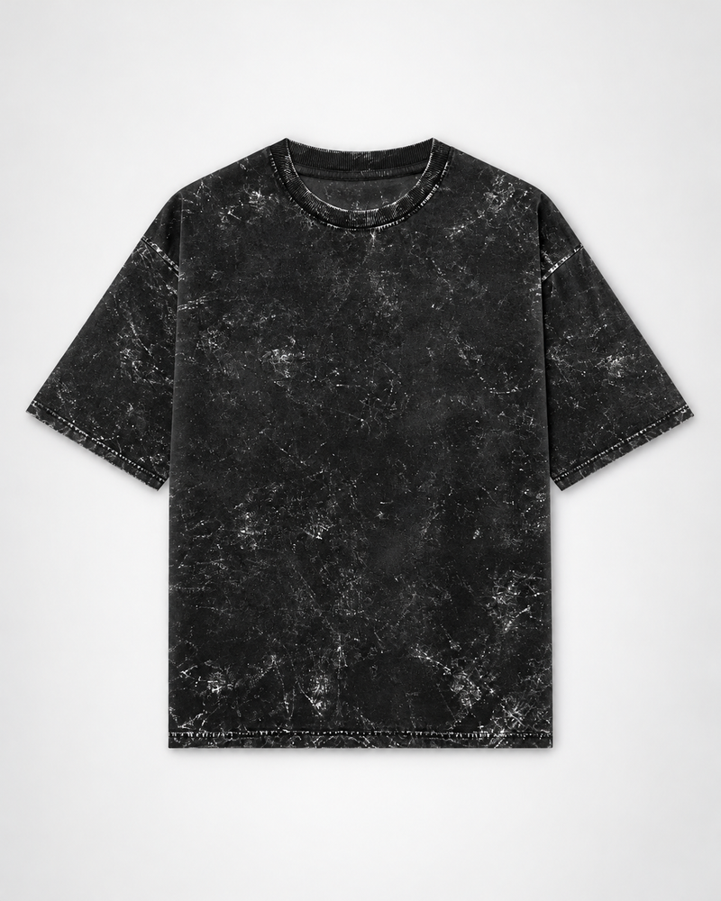 Black Plain Unisex Acid Washed Oversized Tee
