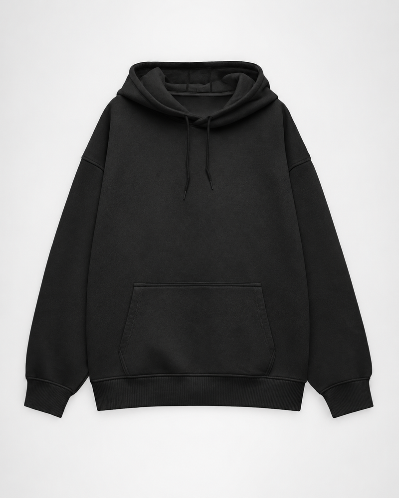 Black Plain Unisex Oversized Hoodie