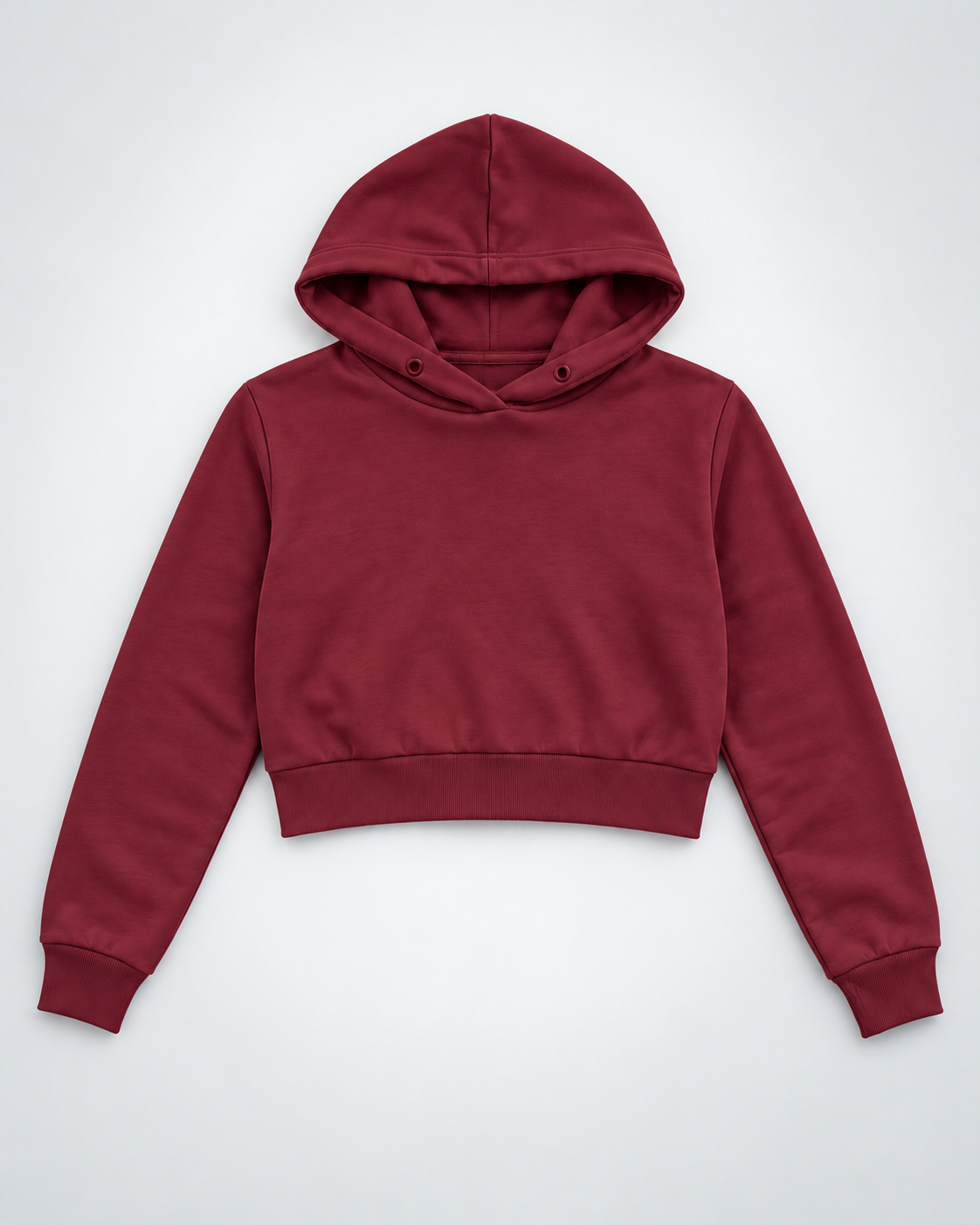 Maroon Plain Female Cropped Hoodie