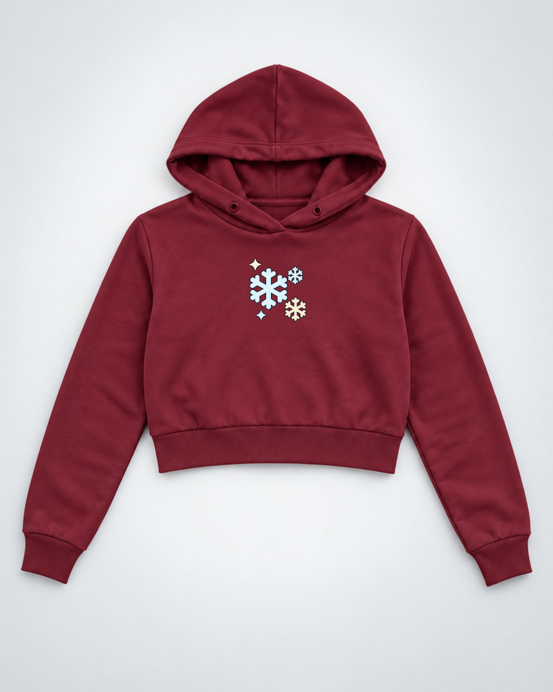 Maroon Cozy Season Cropped Hoodie