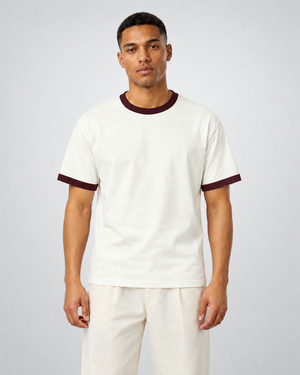 Maroon off white