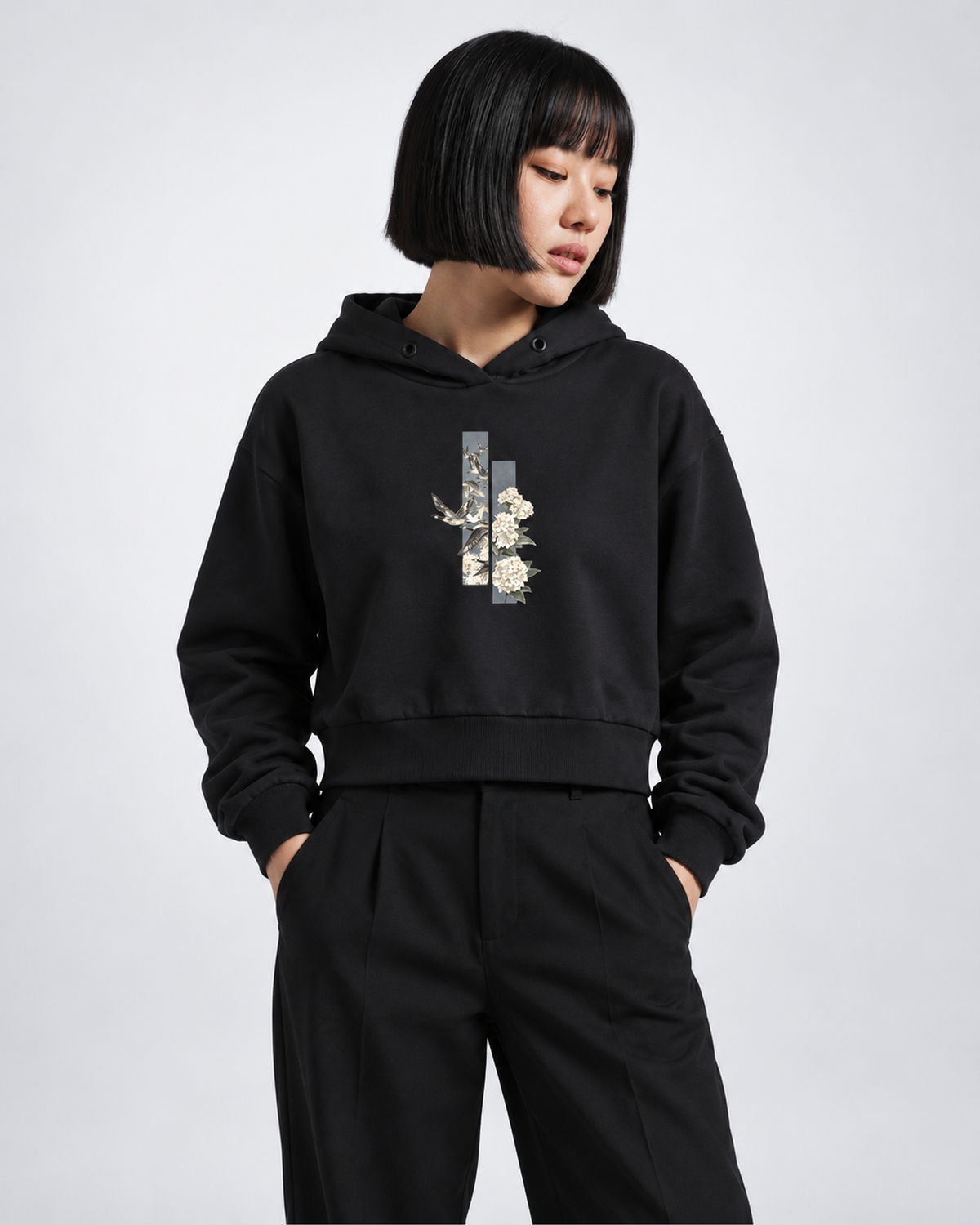 Black Forgive Cropped Hoodie