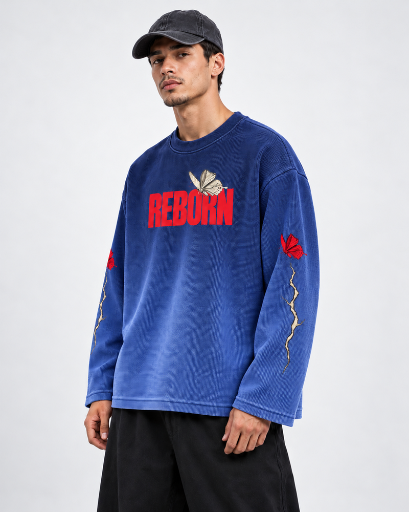 Blue Reborn Blue Ombre Wash Waffle