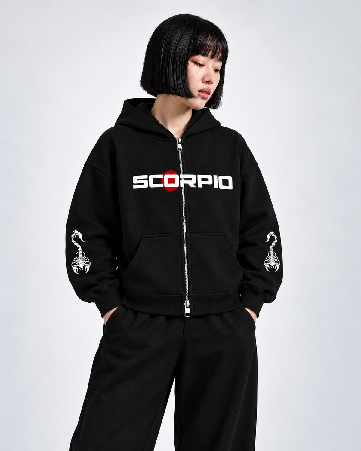 Black Crimson Scorpio Graphic Hoodie