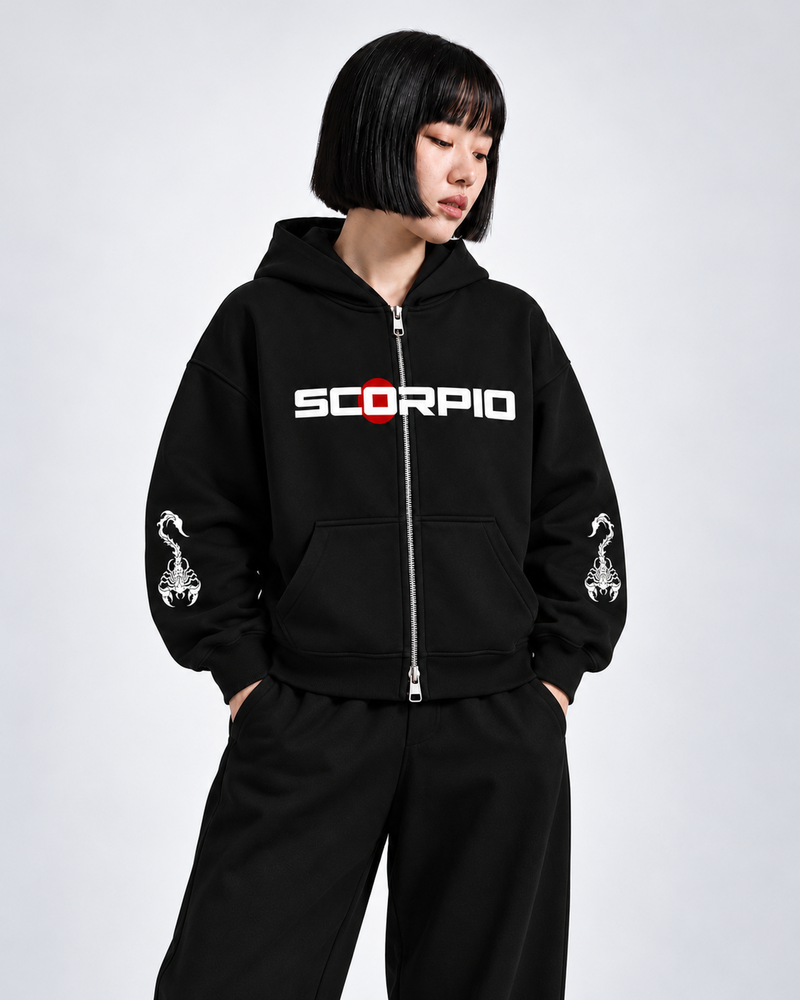Black Crimson Scorpio Graphic Hoodie